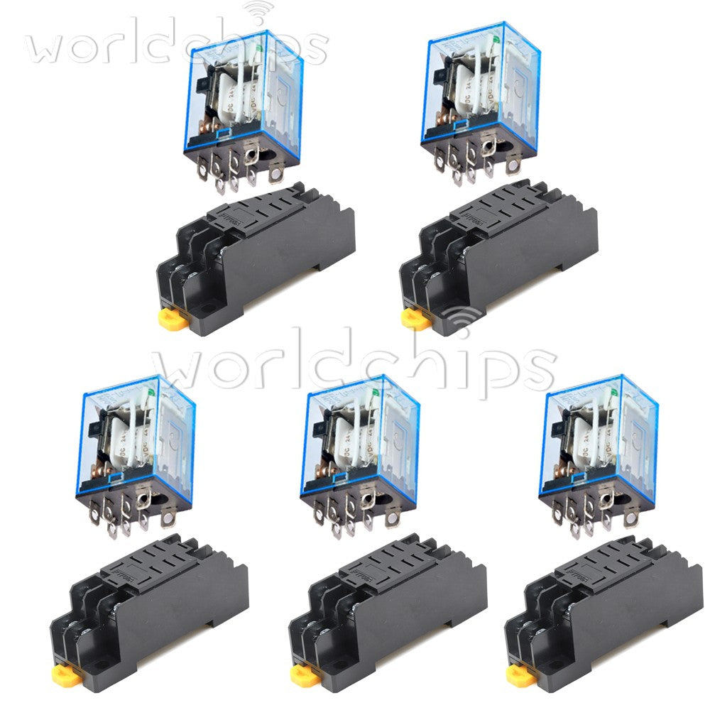 10 set DC 24V 10A Coil LY2NJ Small Relays Module 8PIN DPDT with Base