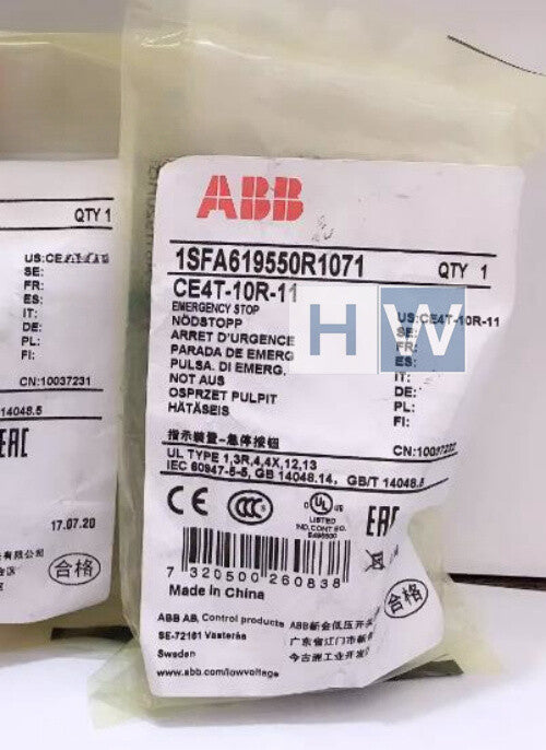 1PC  ABB Emergency Stop Red Mushroom Head Button Switch CE4T-10R-11 1NO 1NC