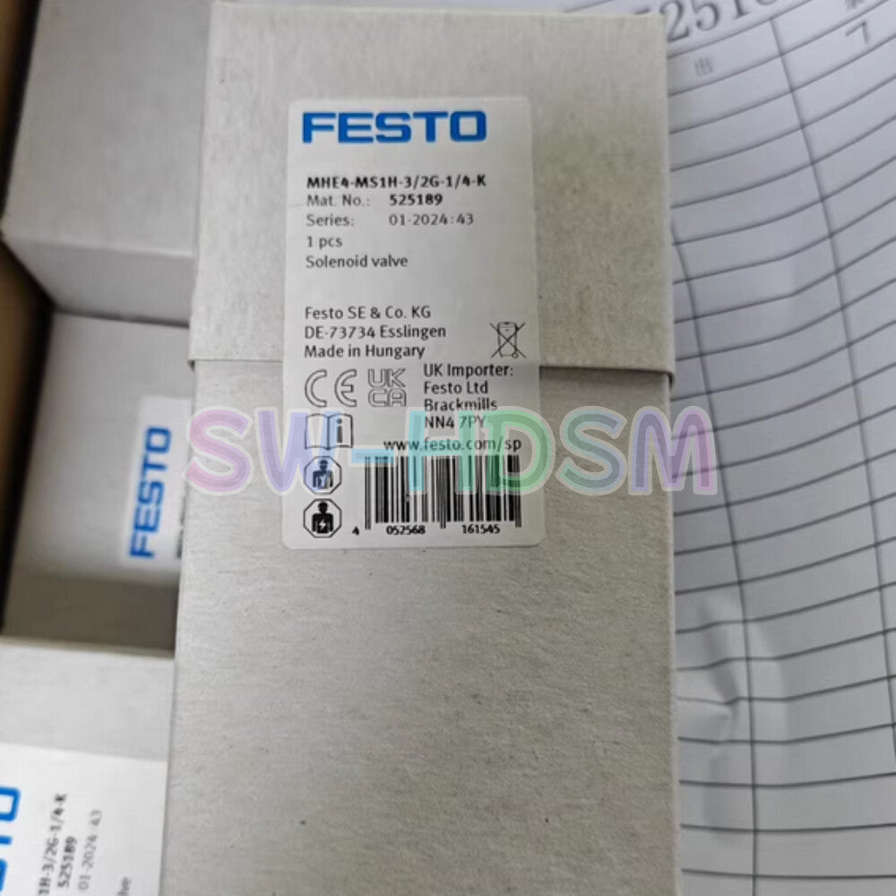 1PCS   FESTO Solenoid Valve 525189 MHE4-MS1H-3/2G-1/4-K Freight Free