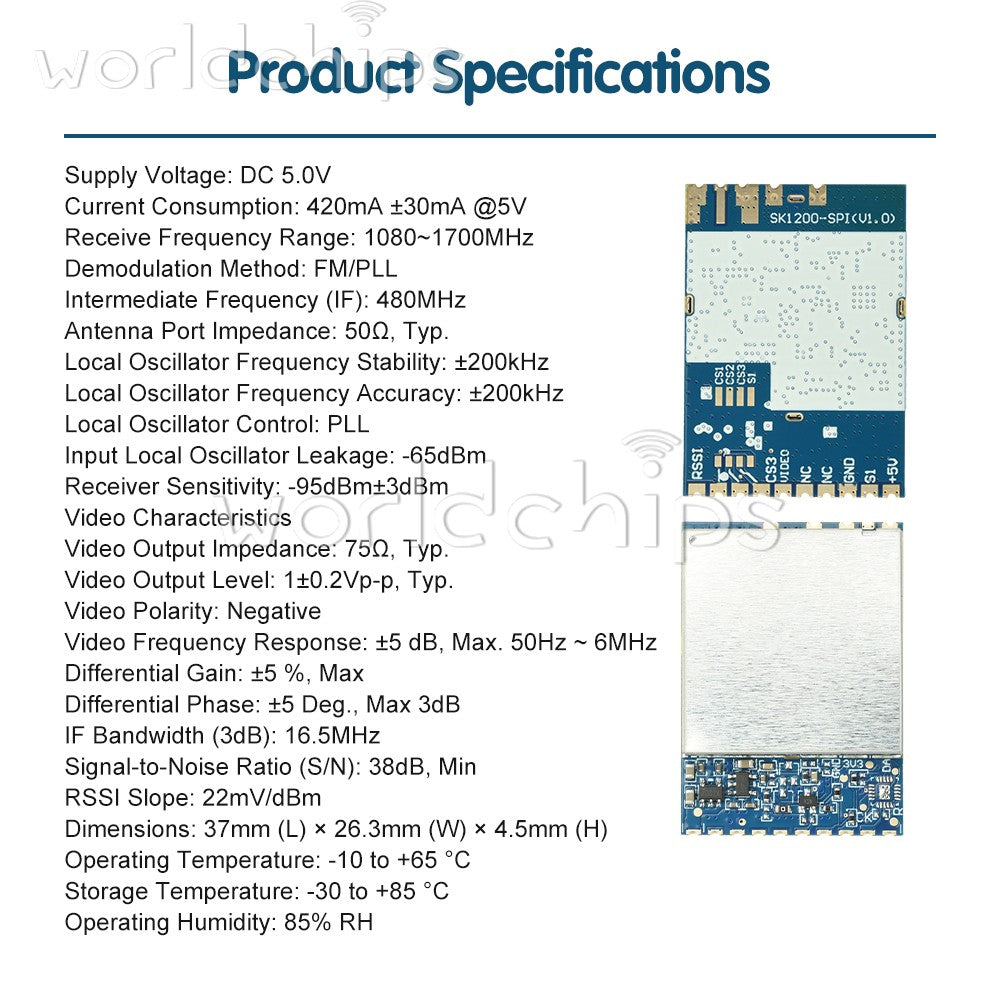 SK1200-SPI 1.2G/1.3G/1.7G Wireless Analog FPV Image Transmission Module