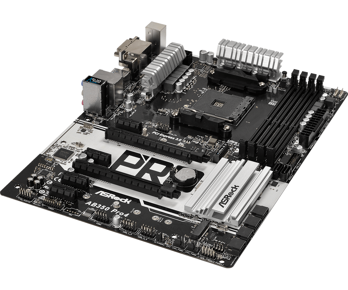 ASRock AB350 Pro4 Motherboard AMD B350 Socket AM4 DDR4 Ryzen M.2 DVI ATX D-Sub