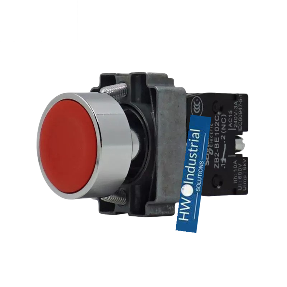 2/Piece  Flat Head Button Self Reset Switch XB2-BA42C XB2BA42C Red 1NC