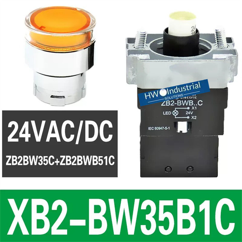 2/Piece XB2BW35B1C XB2-BW35B1C 24V Yellow with Light Self Reset Button Switch