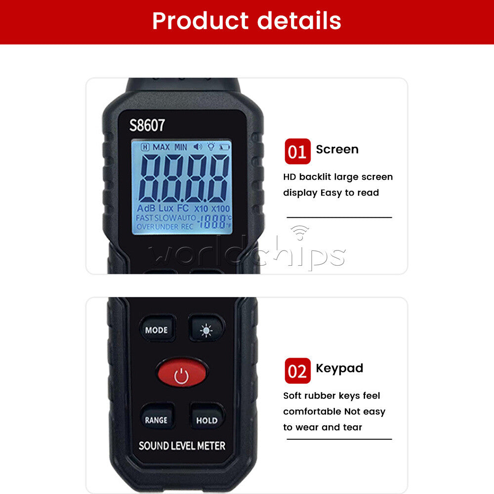Digital LCD Sound Level Meter 30~130dB Professional Sound Noise Level Meter