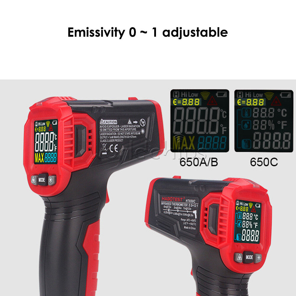 HT650 Laser Temperature Meter Non-contact Infrared Industrial Thermometer Tool