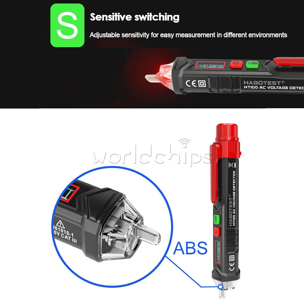 AC Electricity Detecter Pen Voltage Tester Alarm Dual-Range Non-Contact HT100
