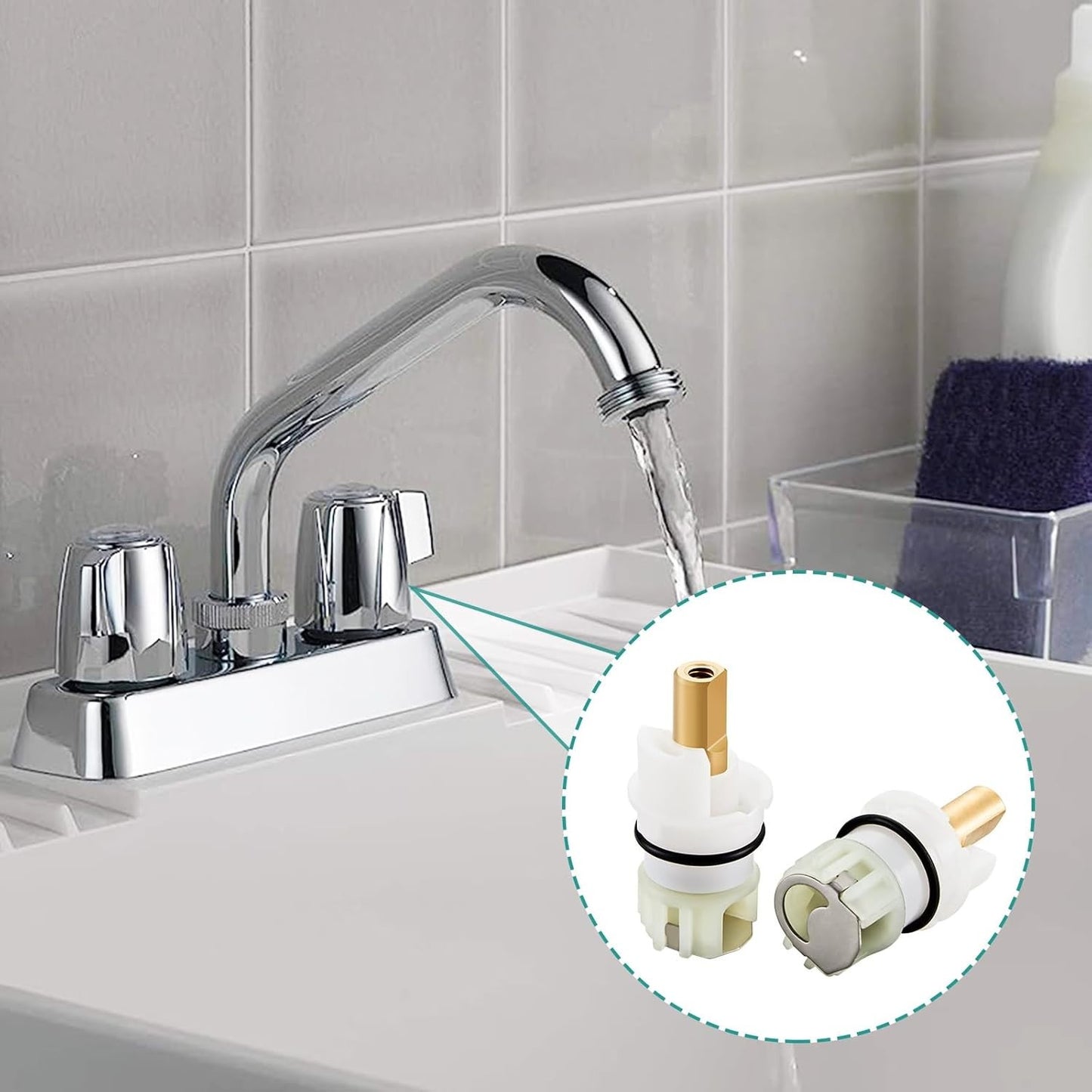 RP25513 Faucet Stem Assembly Replacement Kit for Two Handle Faucet Repair Kit wi
