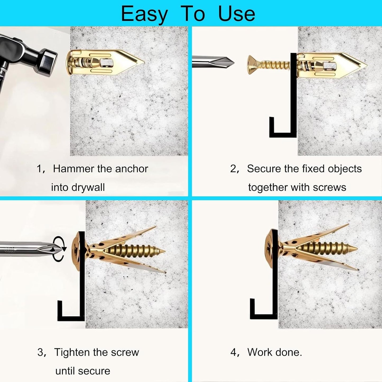 80-Piece Metal Expansion Bolt Kit for Drywall, Picture Hangers, No Drill Needed