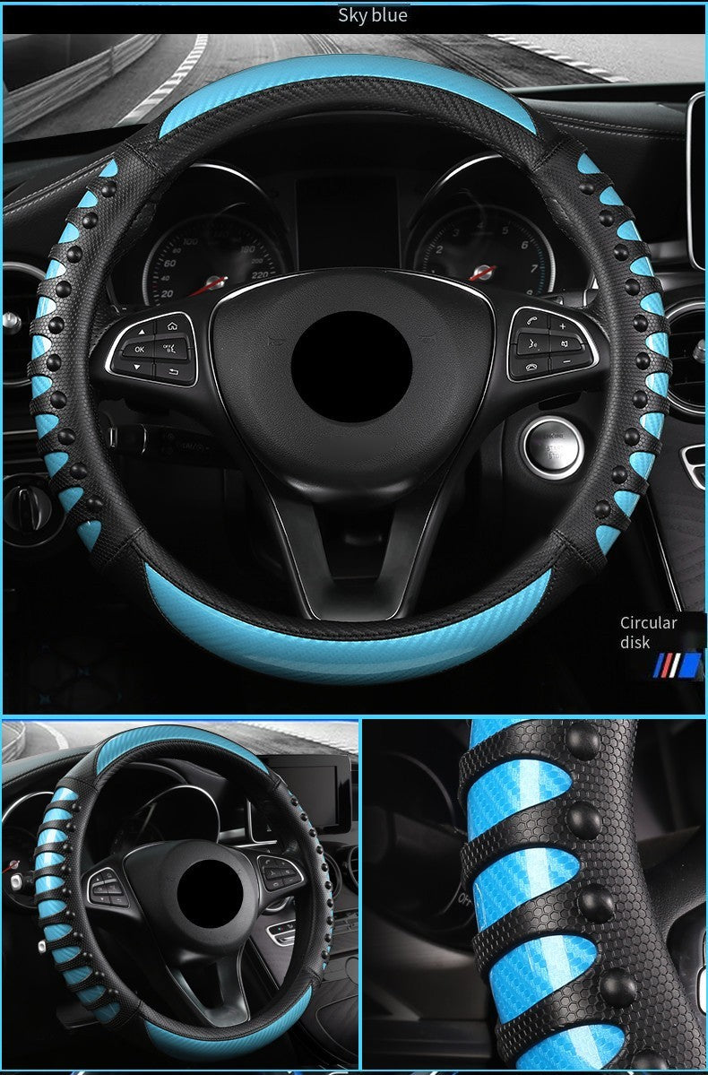 Carbon Fiber 3D Anti Slip Steering Wheel Cover for Truck Bus Summer Use