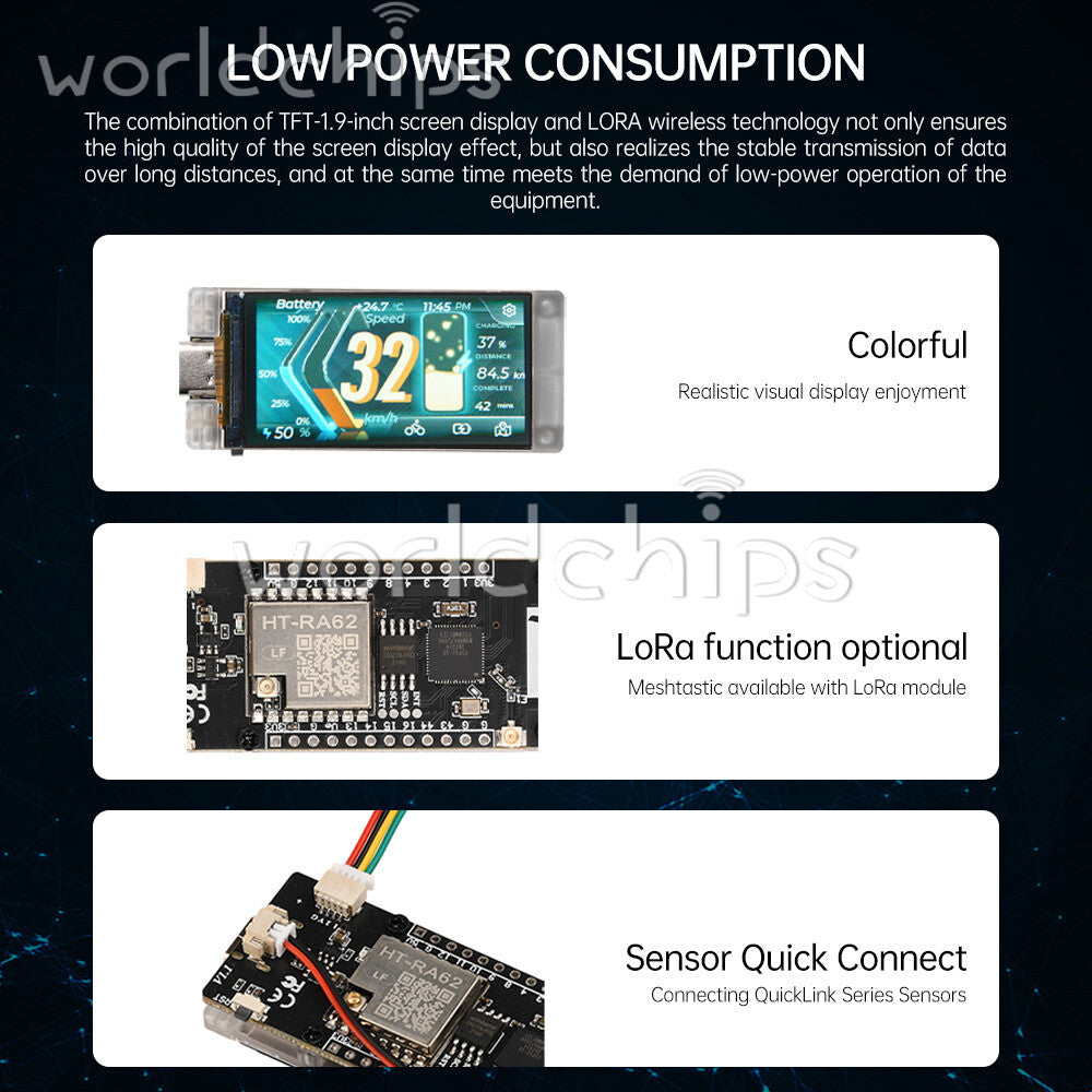 1.9Inch TFT ESP32-S3R8 LoRaWAN WIFI Bluetooth Development Board HT-VMT190 Module