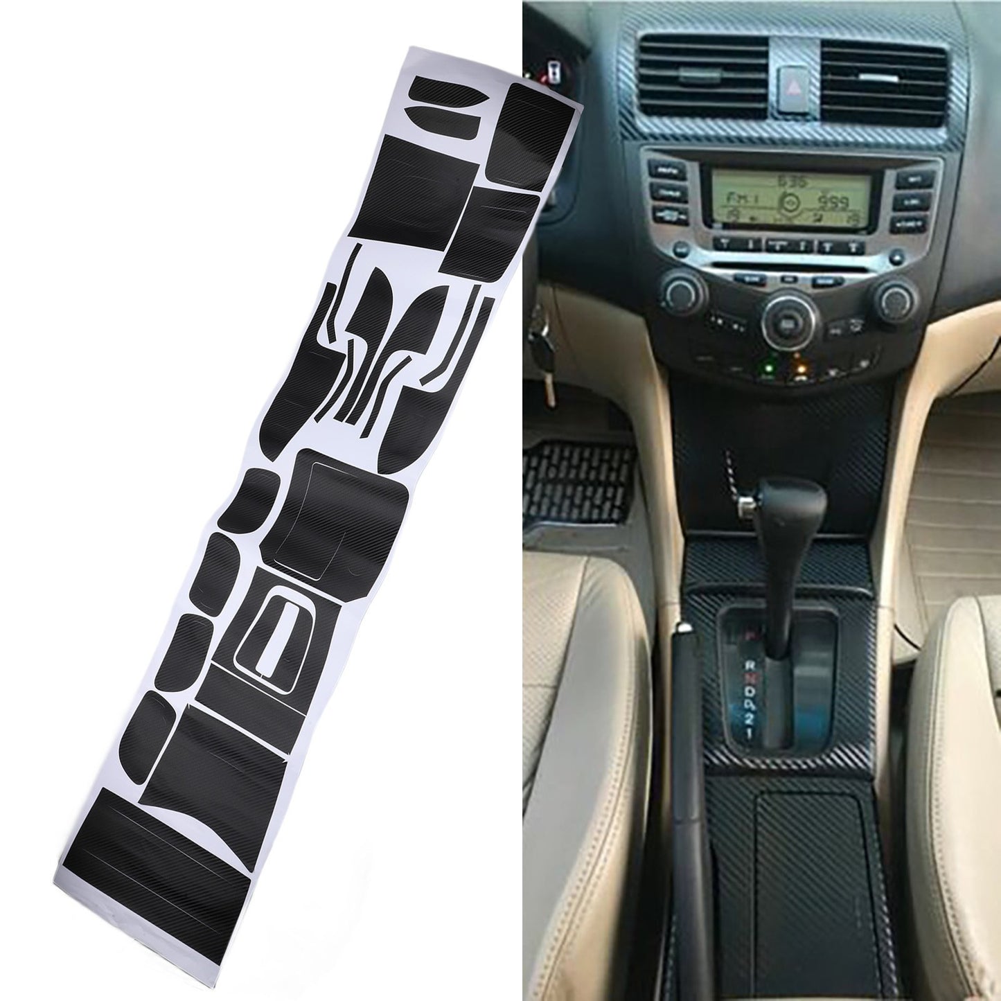 Vinyl Interior Sticker Black Car Carbon Fiber Center For Honda Accord 7th