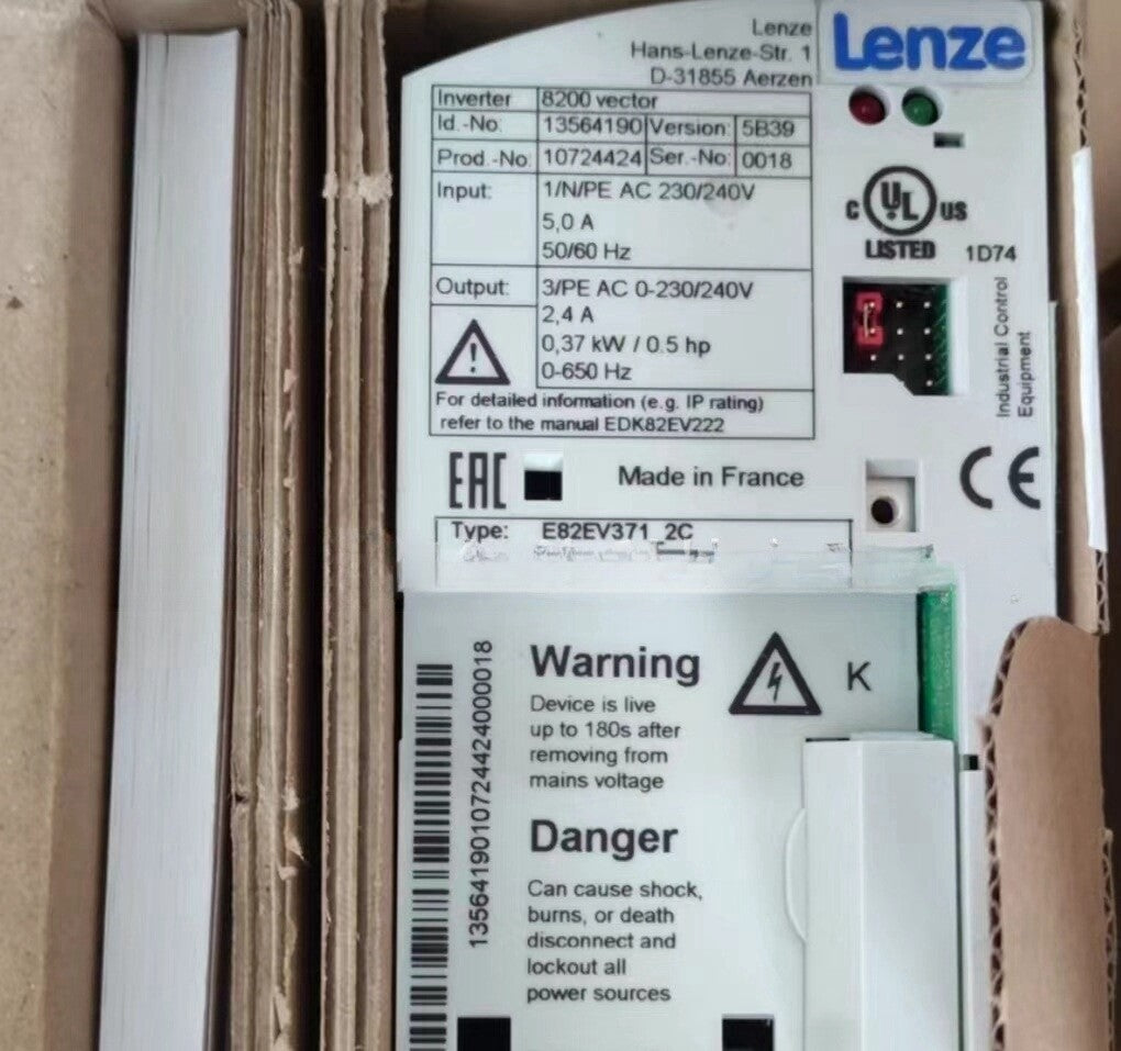 1/Piece LENZE E82EV371K2C 1-240V 0.37KW Inverter Frequency Converter