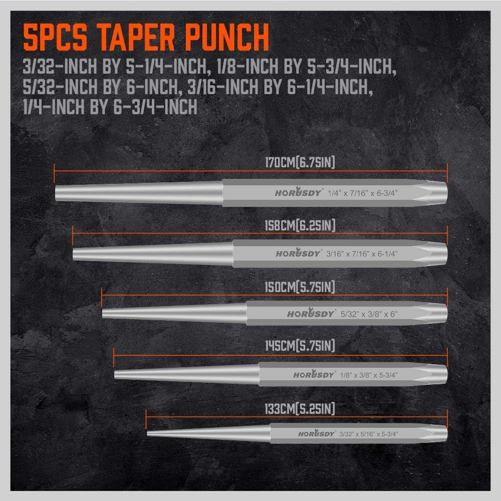 16-Piece Punch and Chisel Set, Including Taper Punch, Cold Chisels, Pin Punch, C