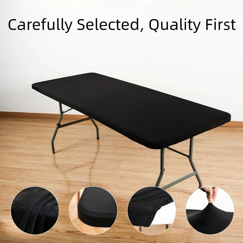 Rectangle Elastic Tablecloth Fits Folding Tables Washable Water Resistant