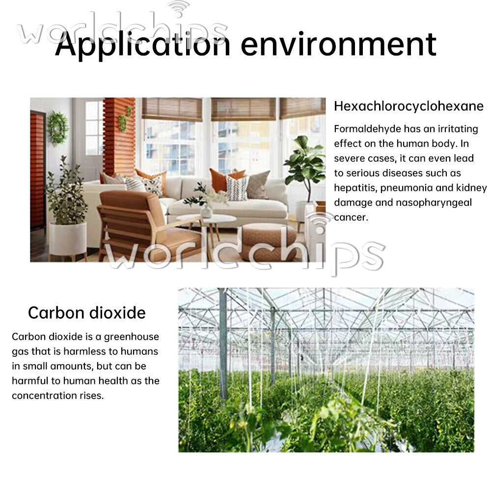 6-in-1 pm2.5 Carbon Dioxide Detector TV OC CO2 Air Quality Monitor Tester Type-C
