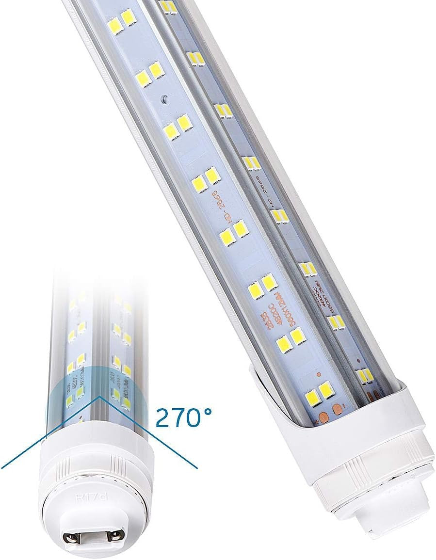10-Pack 100W V-Shaped LED Tube Lights, 8FT 6000K 14500LM, Clear Cover