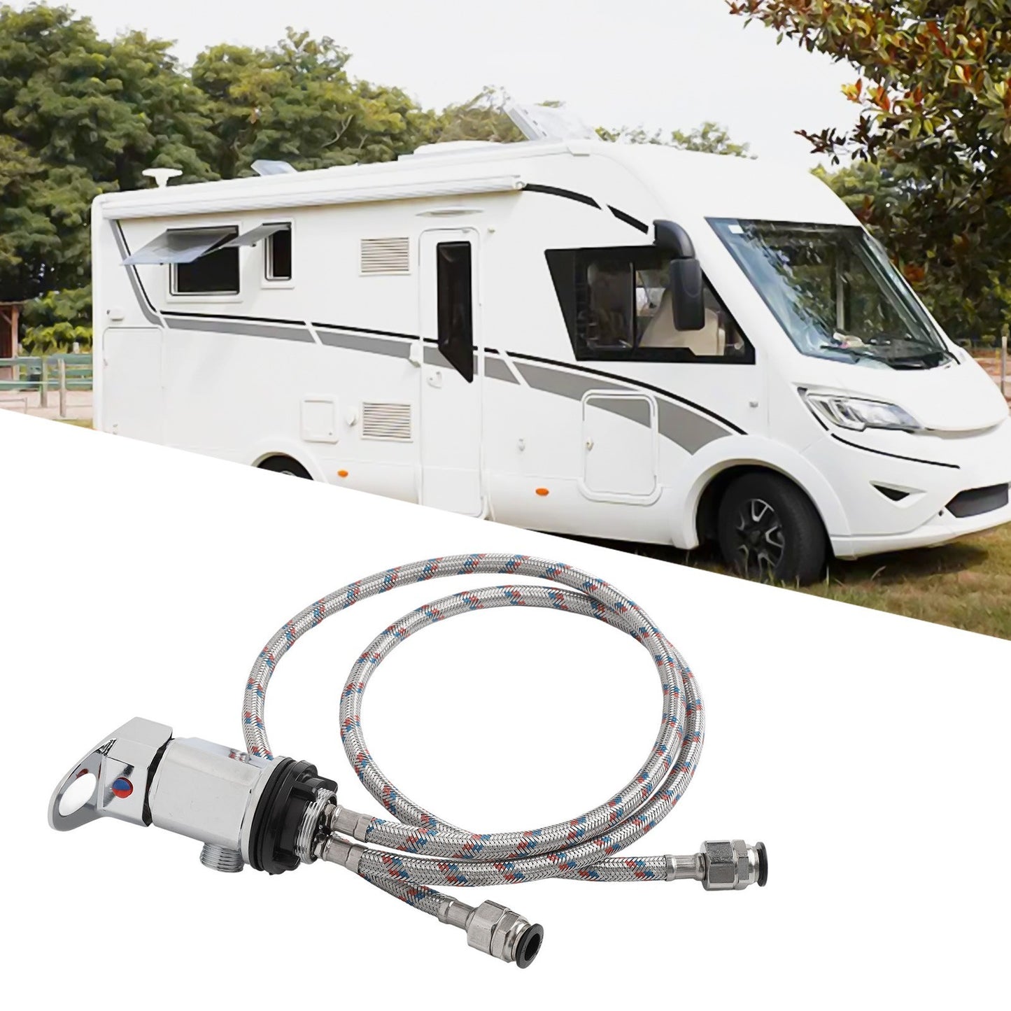 Shower Mixer Tap with 800mm Stainless Steel Tails for Motorhomes and Campervans