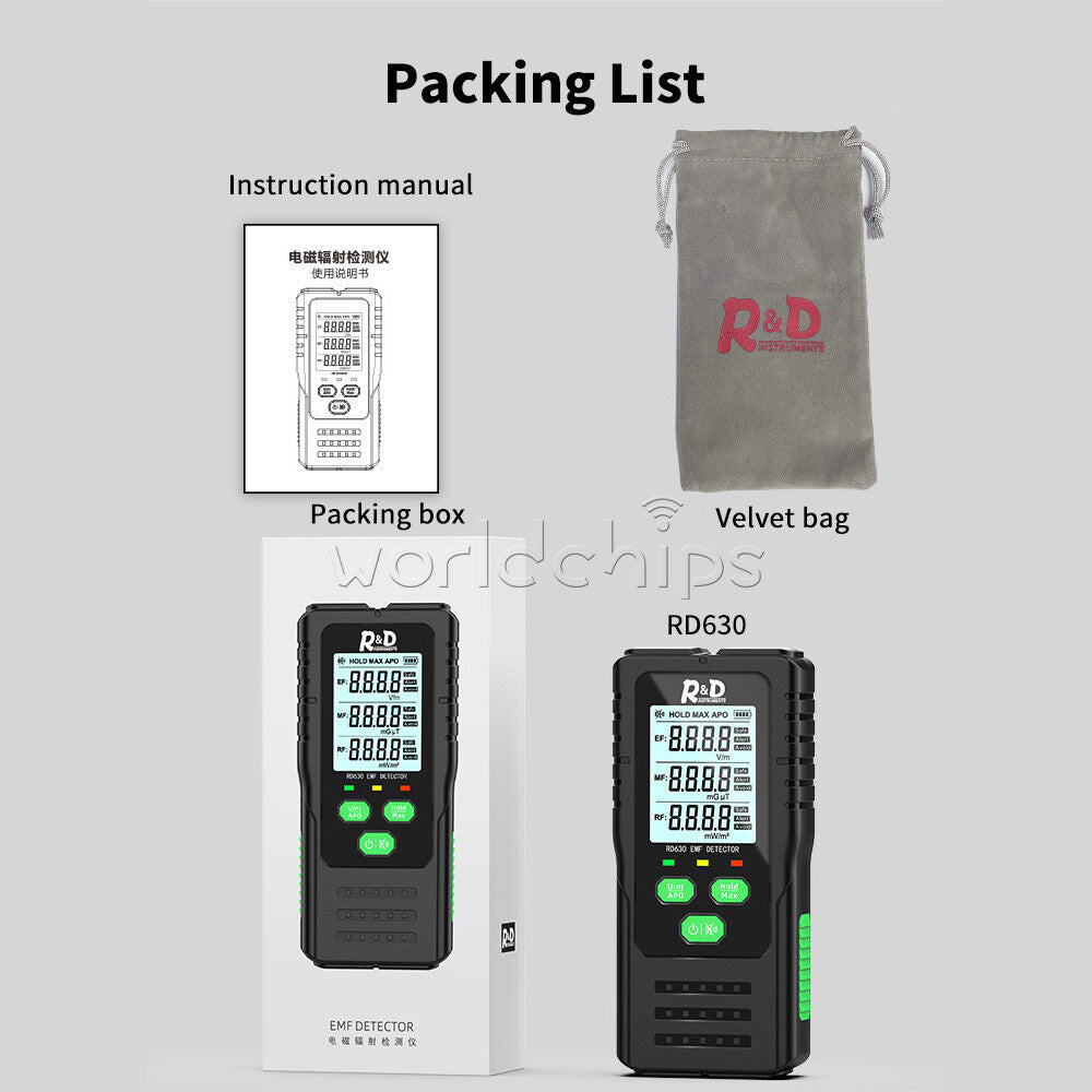 R&D RD630 3-in-1 Portable EF MF RF Radiation Detector Multifunctional Tester