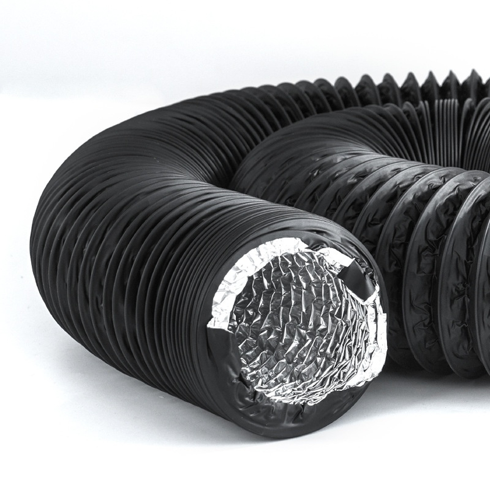 Black Double Layer PVC Aluminum Foil Flexible Air Duct Hose for Ventilation Use