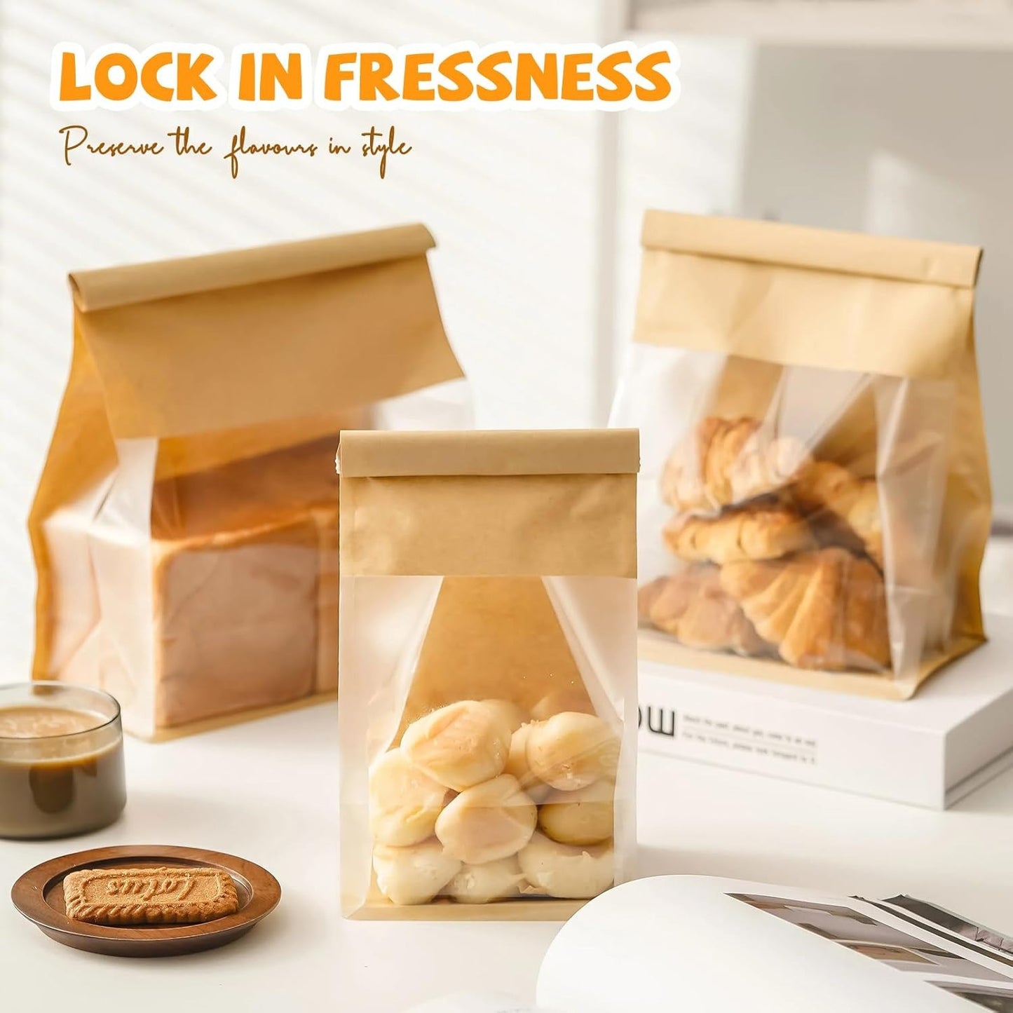 50 Pack Bread Bags with Tabs for Homemade Sourdough Bread, 8.7X4.3X11 Inches Tin