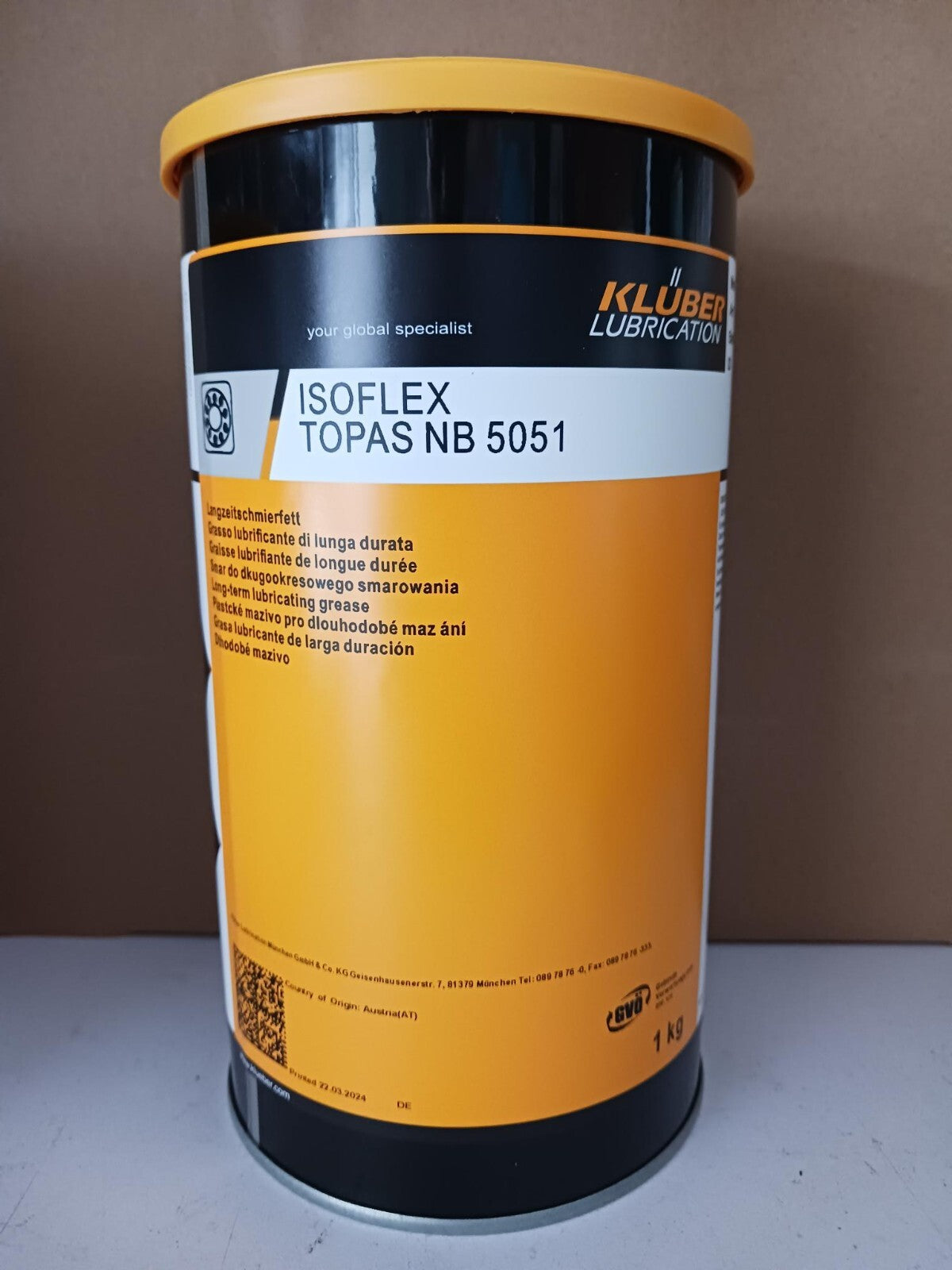 KLUBER Lubrication ISOFLEX TOPAS NB 5051 Grease 1Kg ( 2.2 LB)  free shipping