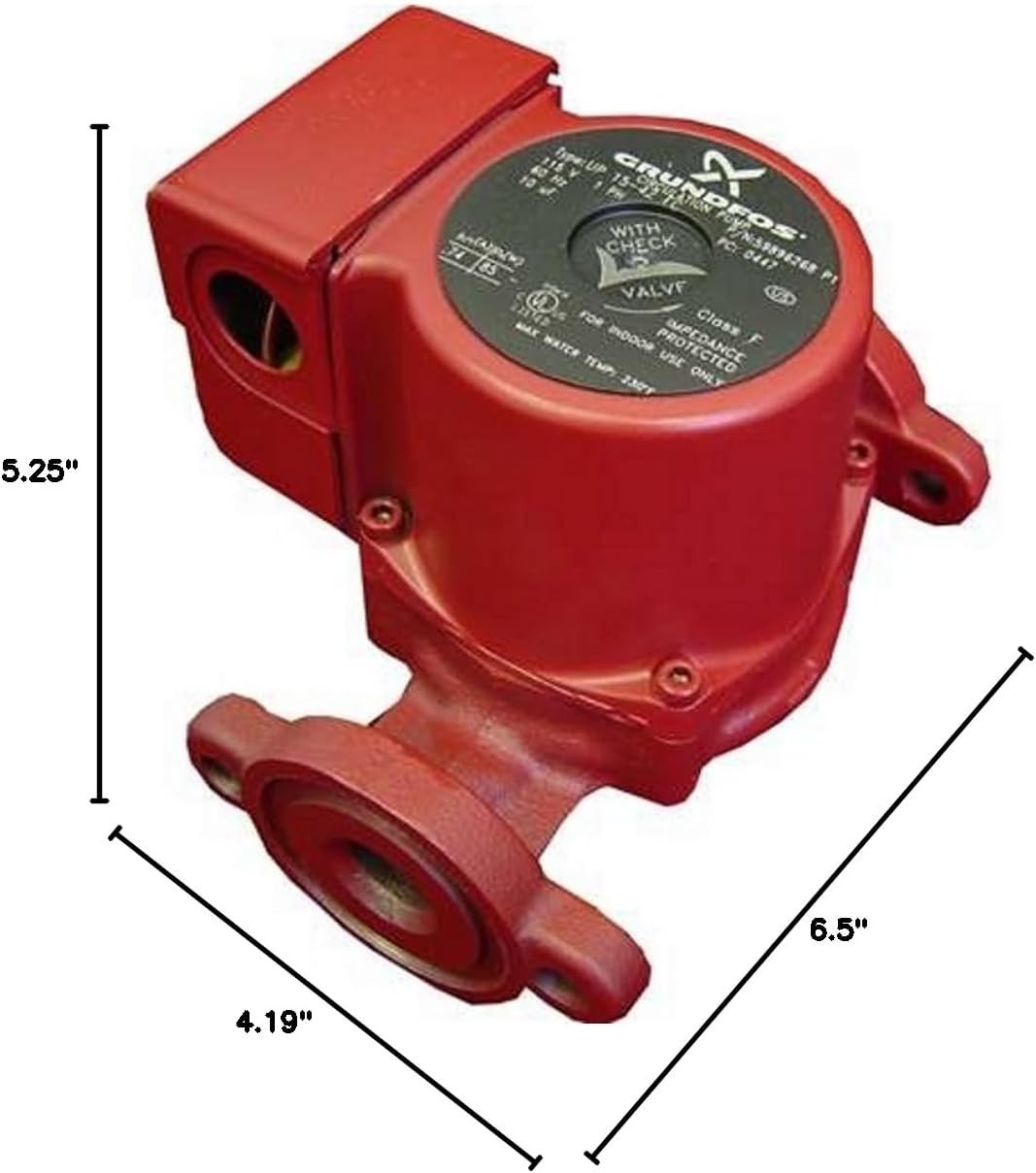 Super Brute Circulator Pump, UPS15-58FC, Red, for Heating Systems