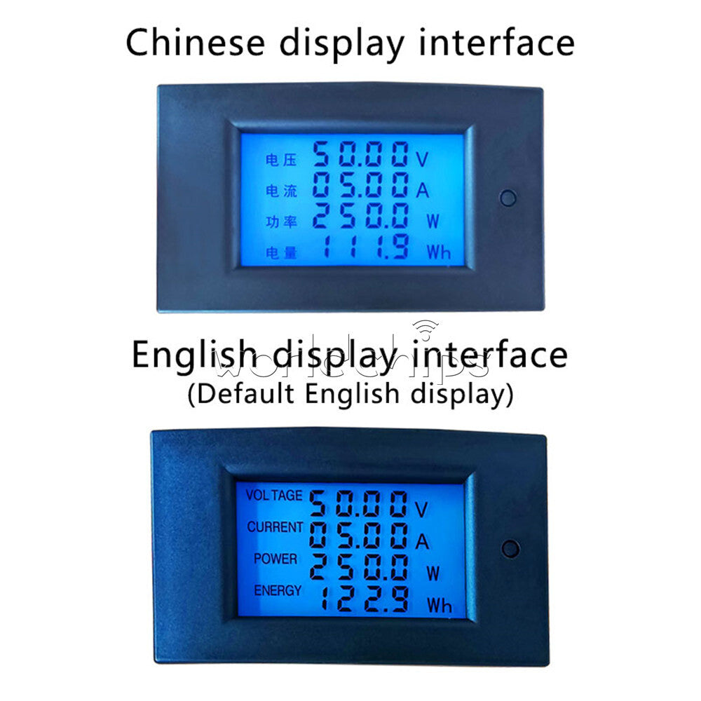 DC 100V 50A Voltage Current Power Energy Monitor Watt Meter LCD Digital + Shunt