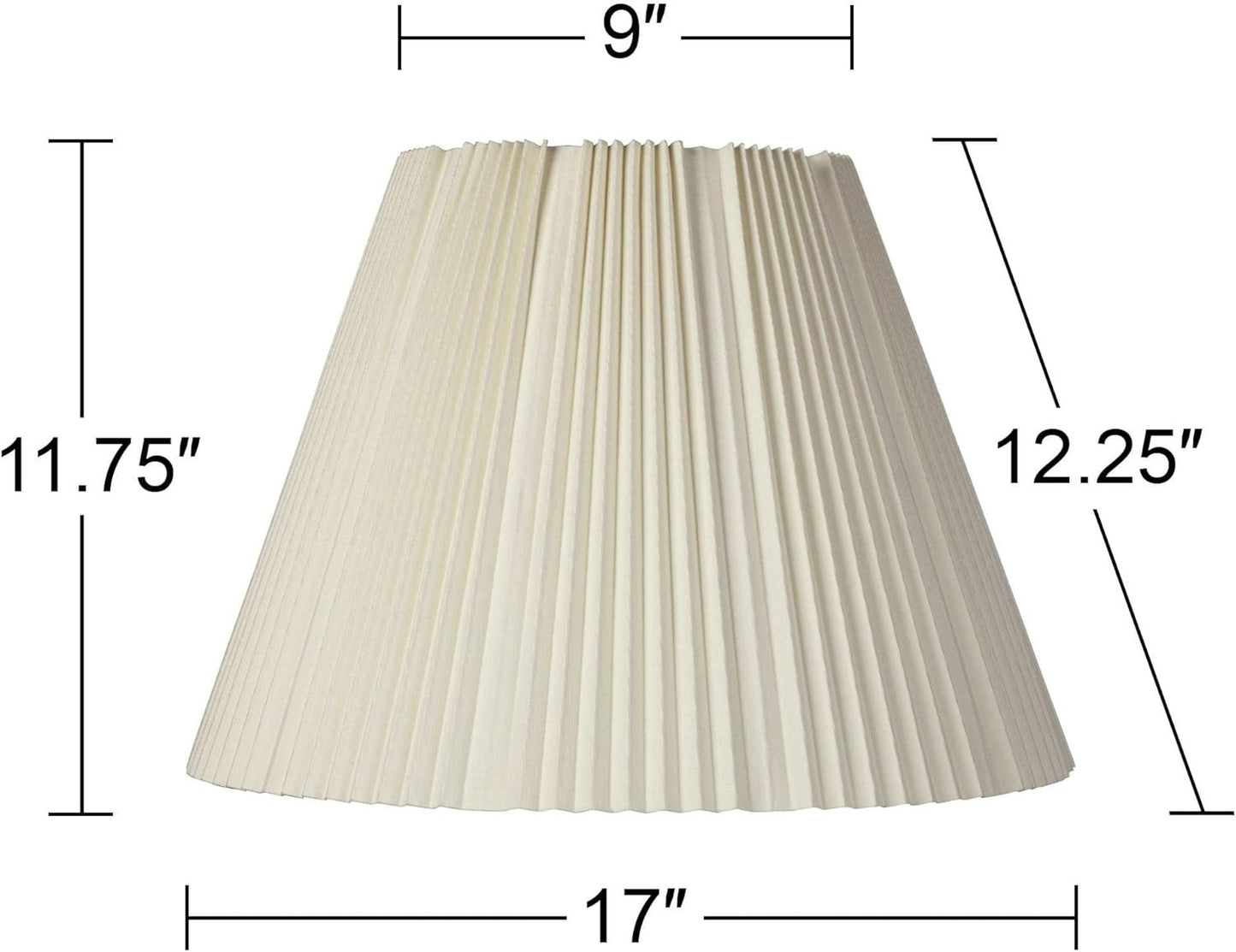Eggshell Pleated Empire Lamp Shade, 9x17x11.75 Inch - Spider Fit with Harp