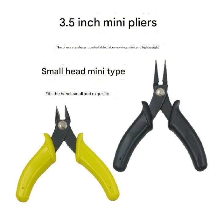 2x 3.5" Mini Needle Nose Pliers Diagonal Pliers Repair Tool for DIY Craft Work