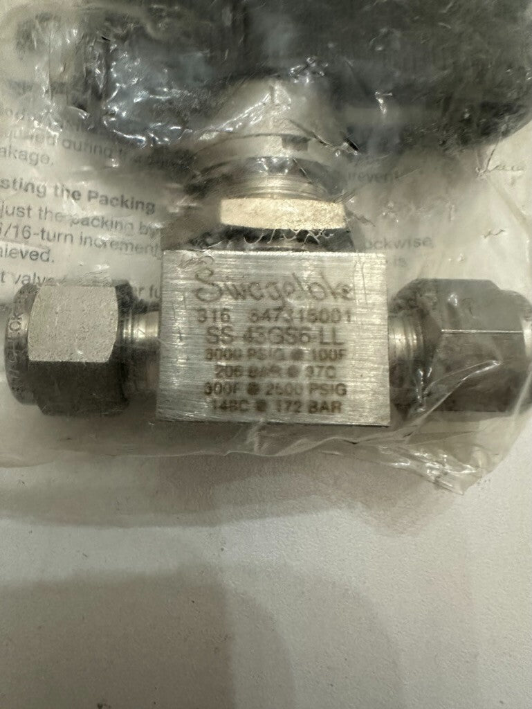Free shipping 1pcs  swagelok SS-43GS6-LL