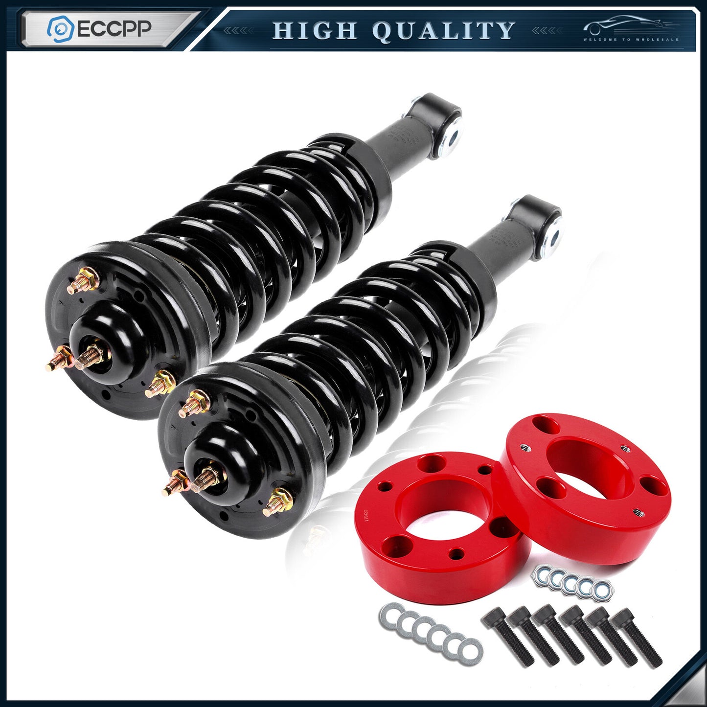 2.5" Front Leveling Lift Kit & Front Complete Struts For 2009-2013 Ford F150 4WD