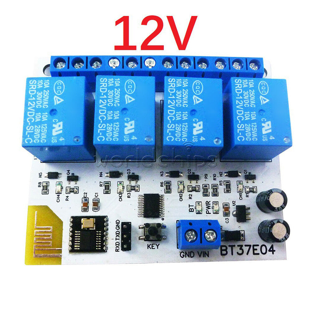 4 Channels BT37E04 Bluetooth BLE Relay Switch Module DC 5V 12V For IOS Android