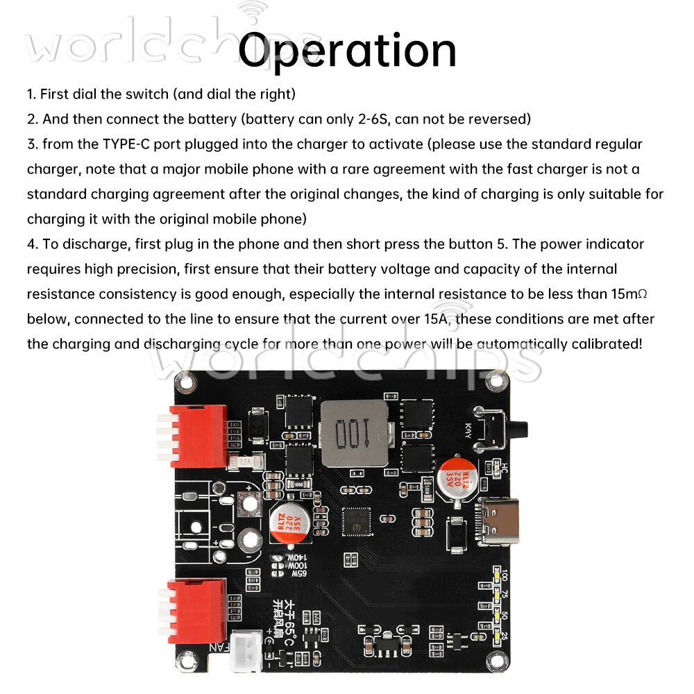 140W Bidirectional Fast Charger Module 2S-6S Li-ion Battery Charging Board