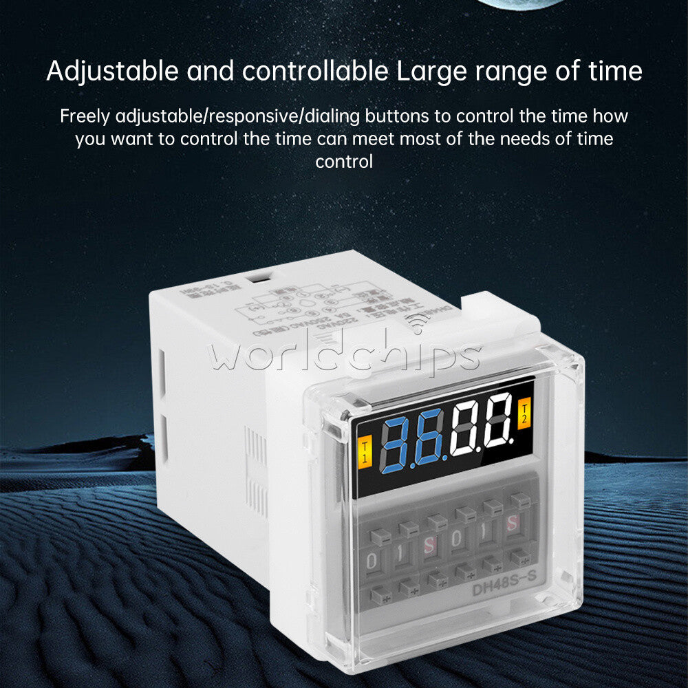 DH48S-S 0.1s-99h AC/DC12V 24V AC220V Cycle Timer Time Switch Relay With Base