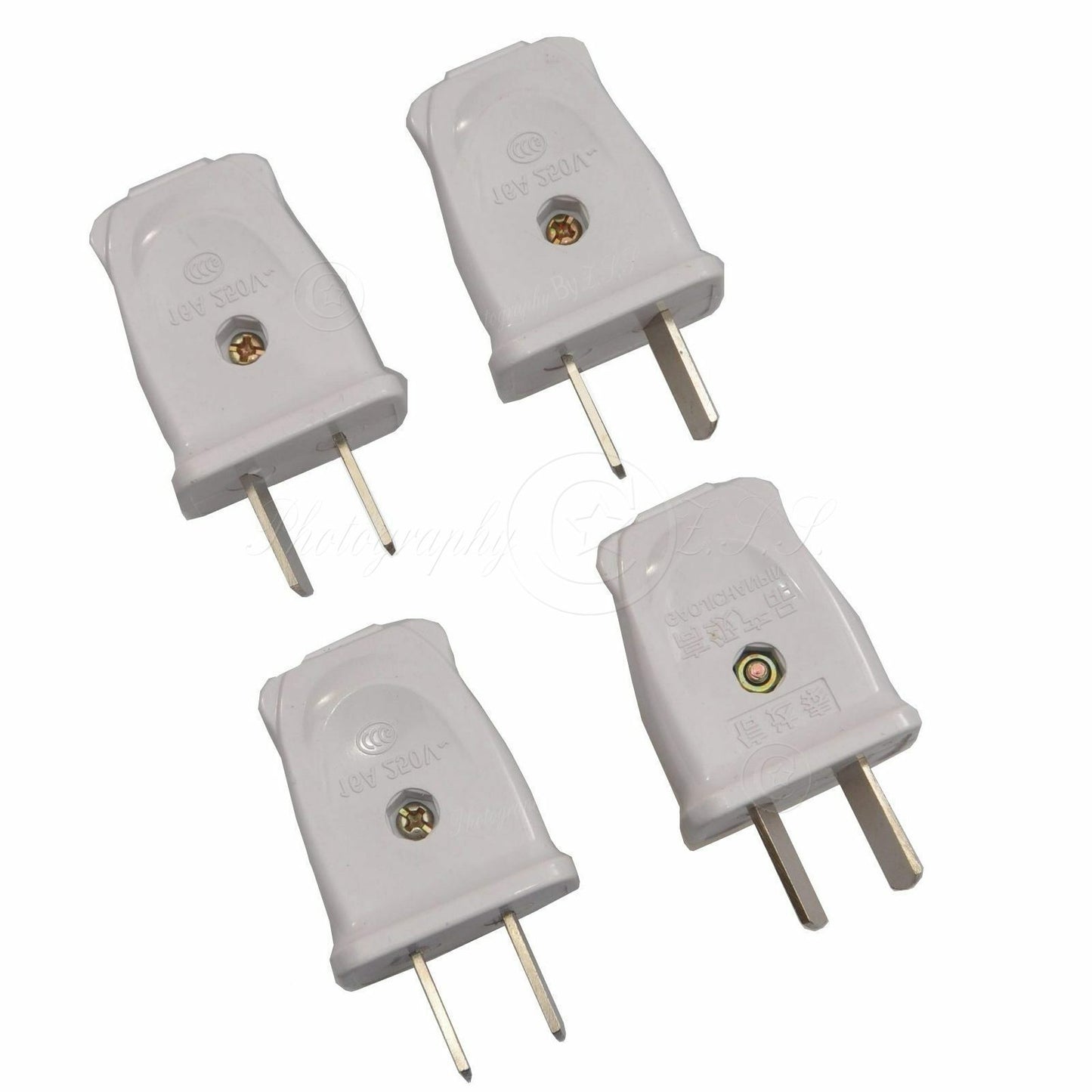 4x Adjustable 2Pin 250V/10A AU/US Plug Rewirable Power Cord Connector DIY Unit