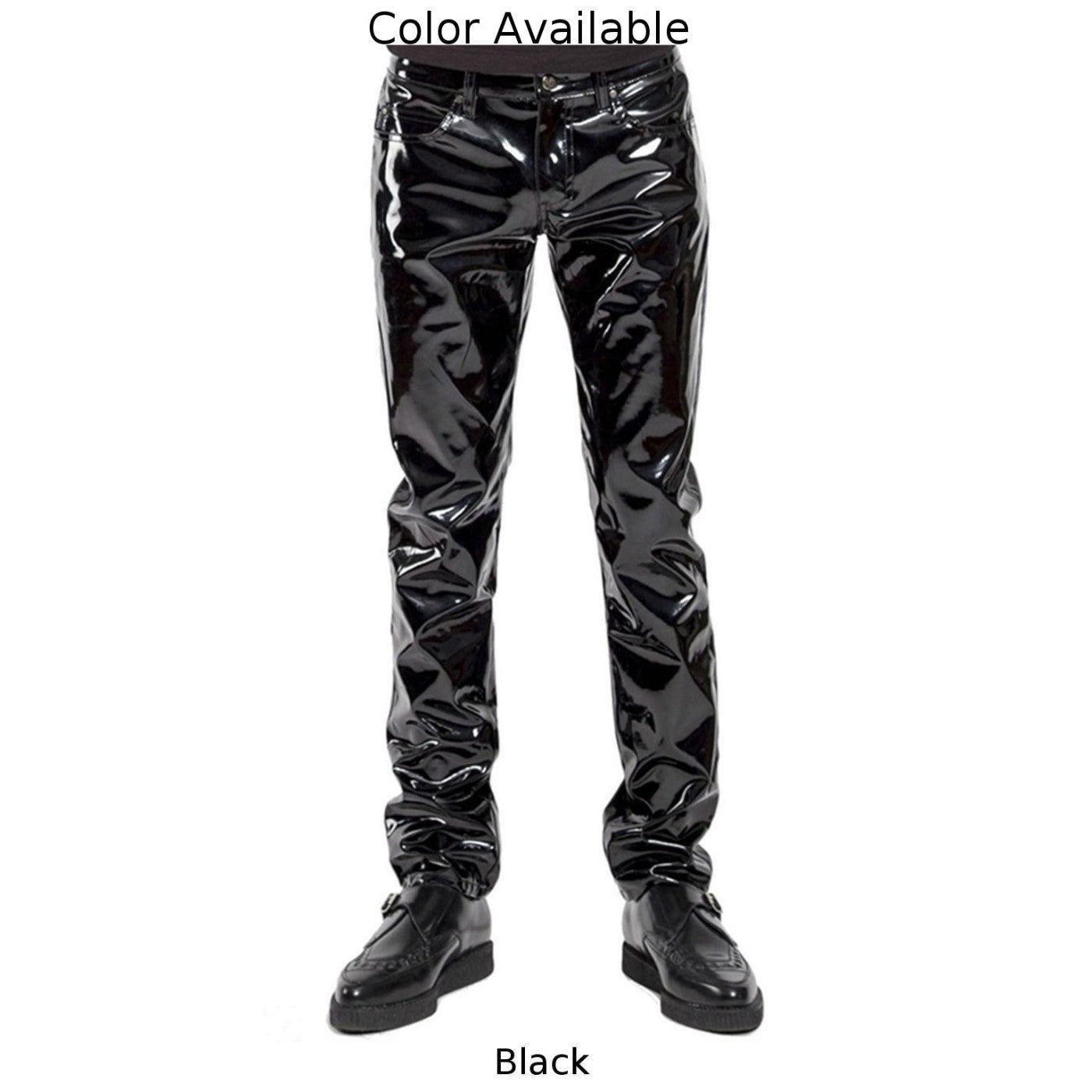 Men Faux Leather PVC Pants Trousers Long Shiny Club Dance Wear Punk Gothic