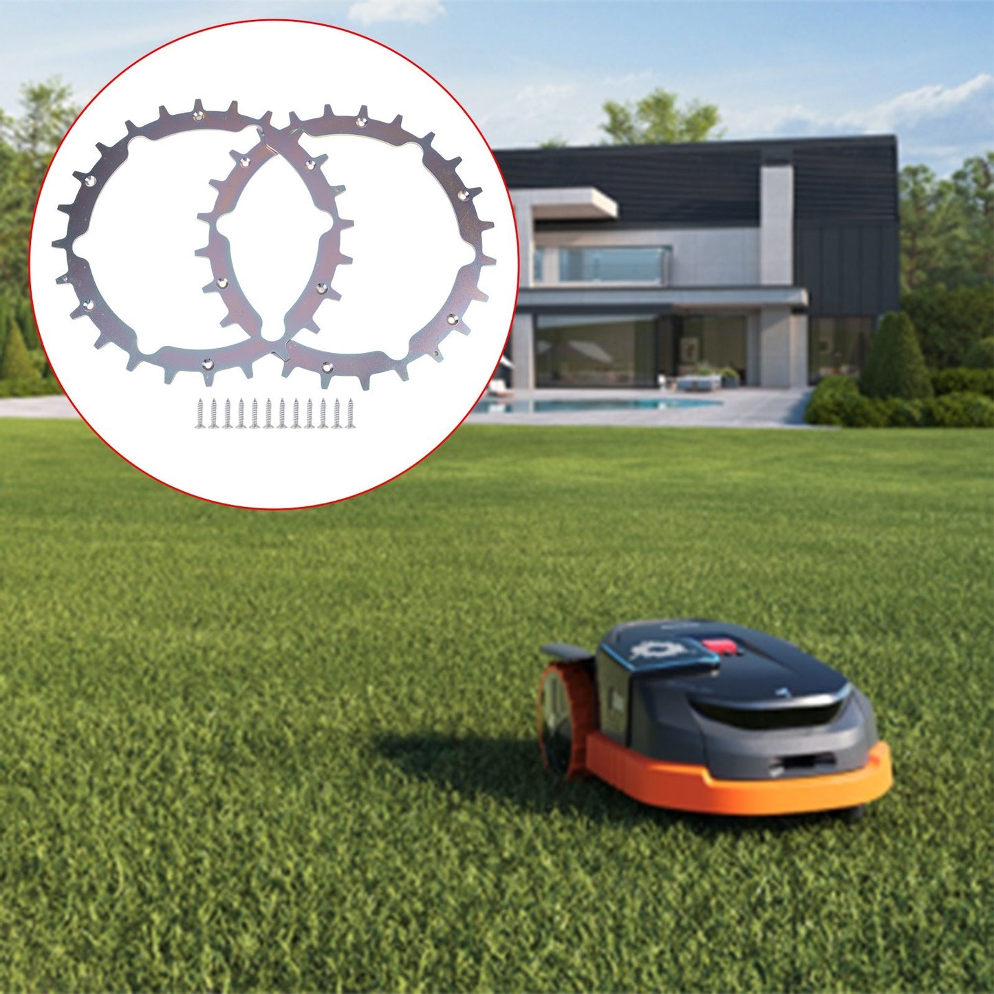 Set of Two Anti Skid Wheels for Robotic Lawn Mower Reliable Grip on Slopes