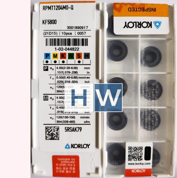Box/ 10PCS KORLOY CNC Blade R6 Milling Insert RPMT1204MO-Q KF5800