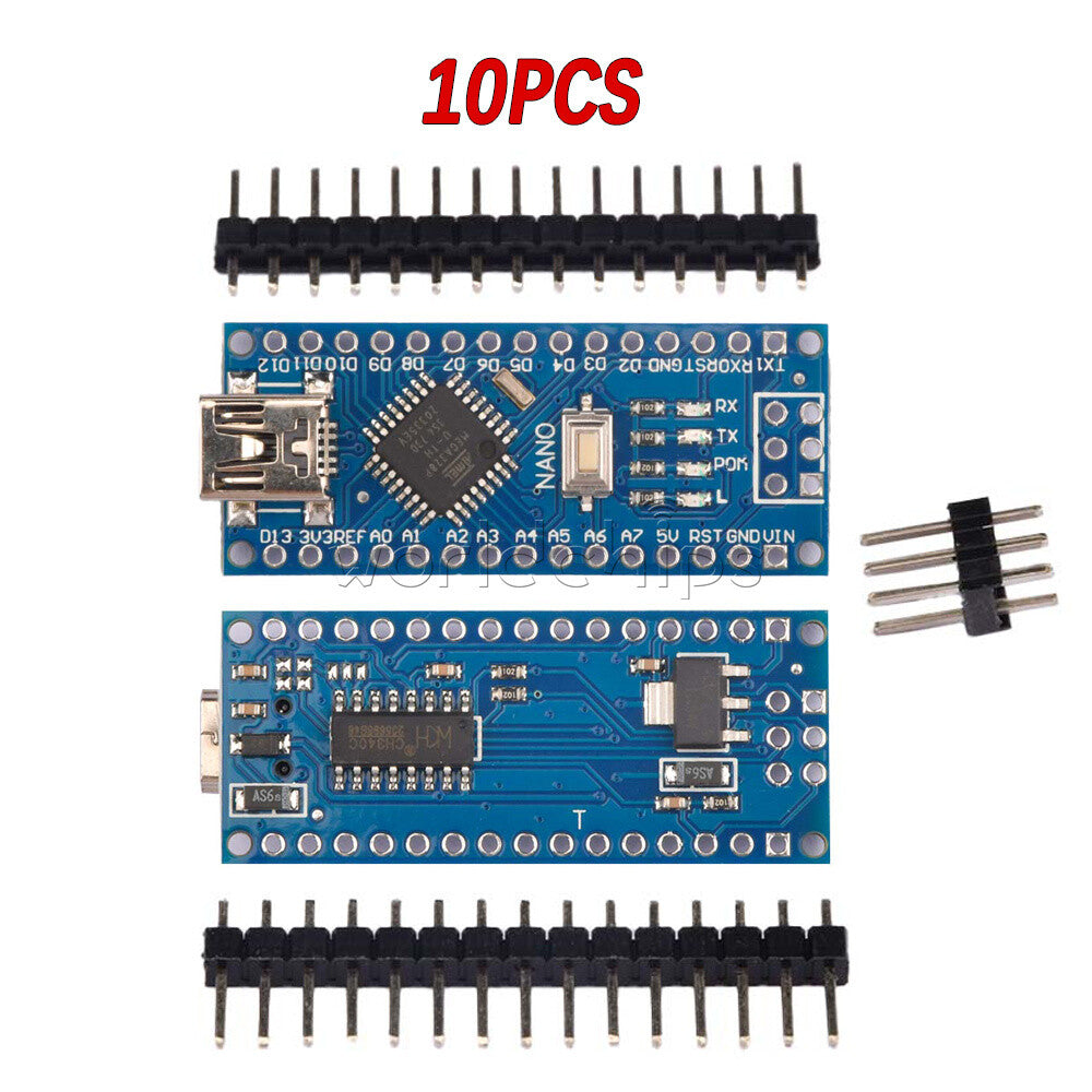 10PCS Nano V3.0 Mini USB ATmega328P-AU DC 5V 16MHz CH340G Driver For Arduino