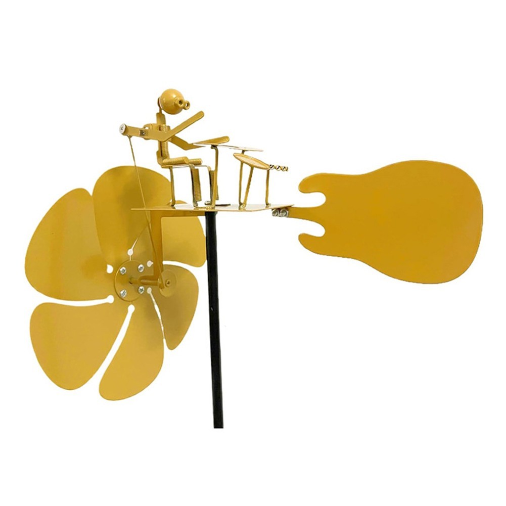 Outdoor Handmade Metal Drummer Windmill Garden Art with Realistic Movement