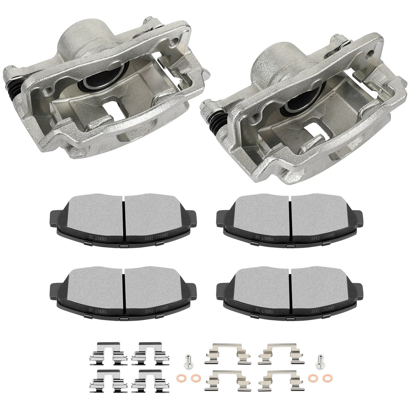 Front Left Right Brake Calipers Brake Pads Set 6Pcs For 1996-2011 Honda Civic