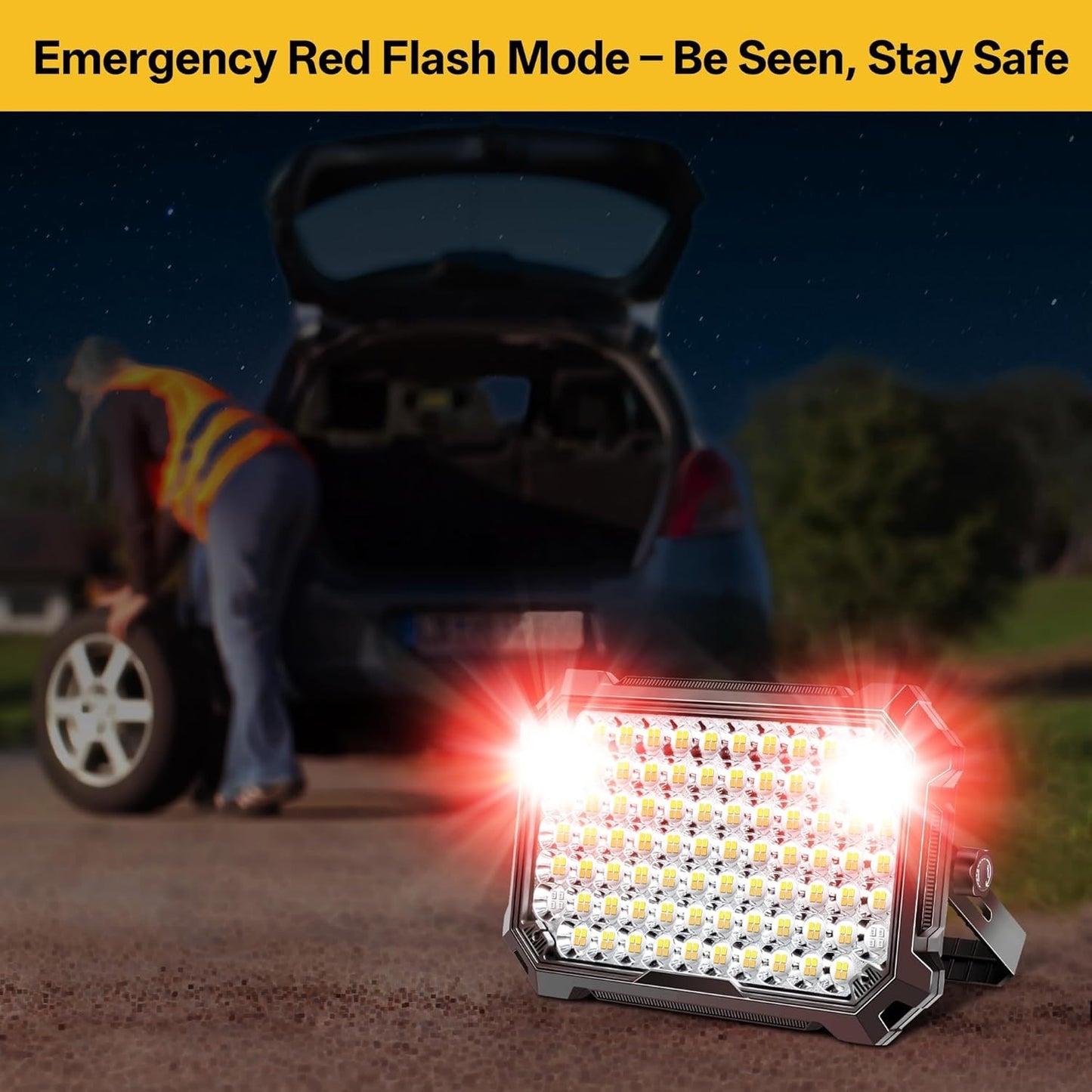 Rechargeable LED Work Light, 12000mAh, 10000LM, 4 Modes, IP65 Waterproof