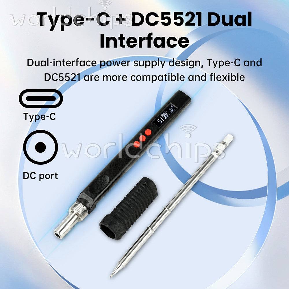 65W Soldering Iron Kit OLED PD Electric Heat Pencil Solder Tool Adjustable Temp