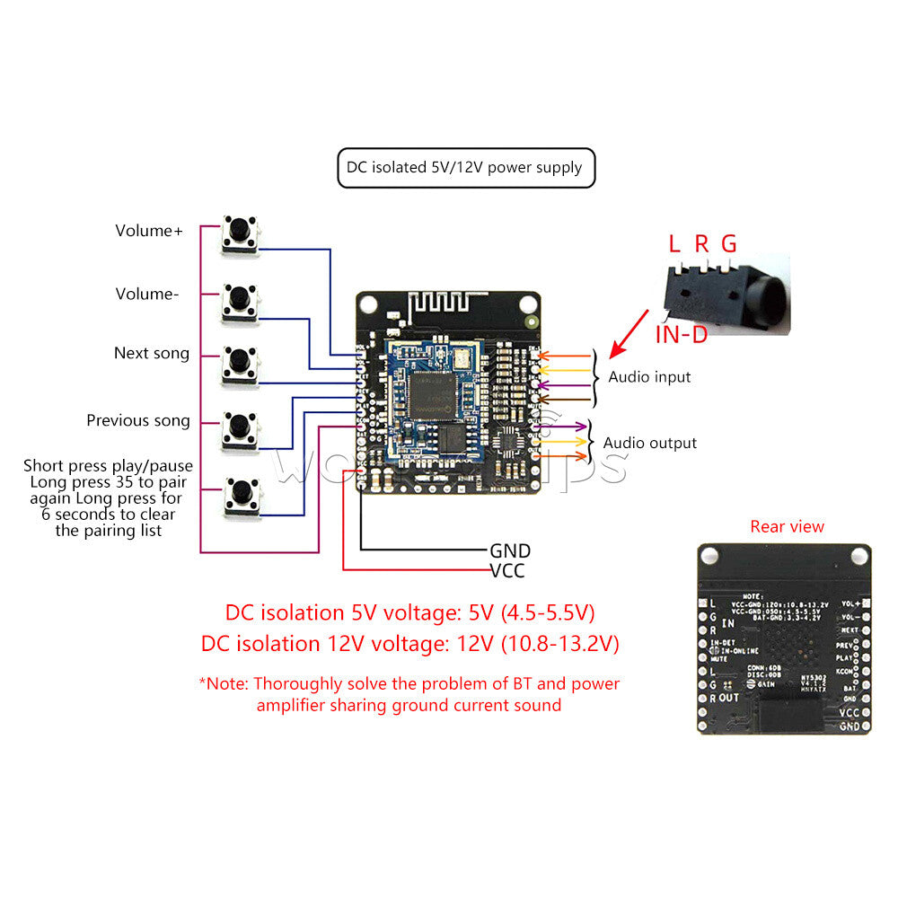 DC 12V 5V QCC3031 APT-X Receiver Board Amplifier Module for Audio Car Amplifier
