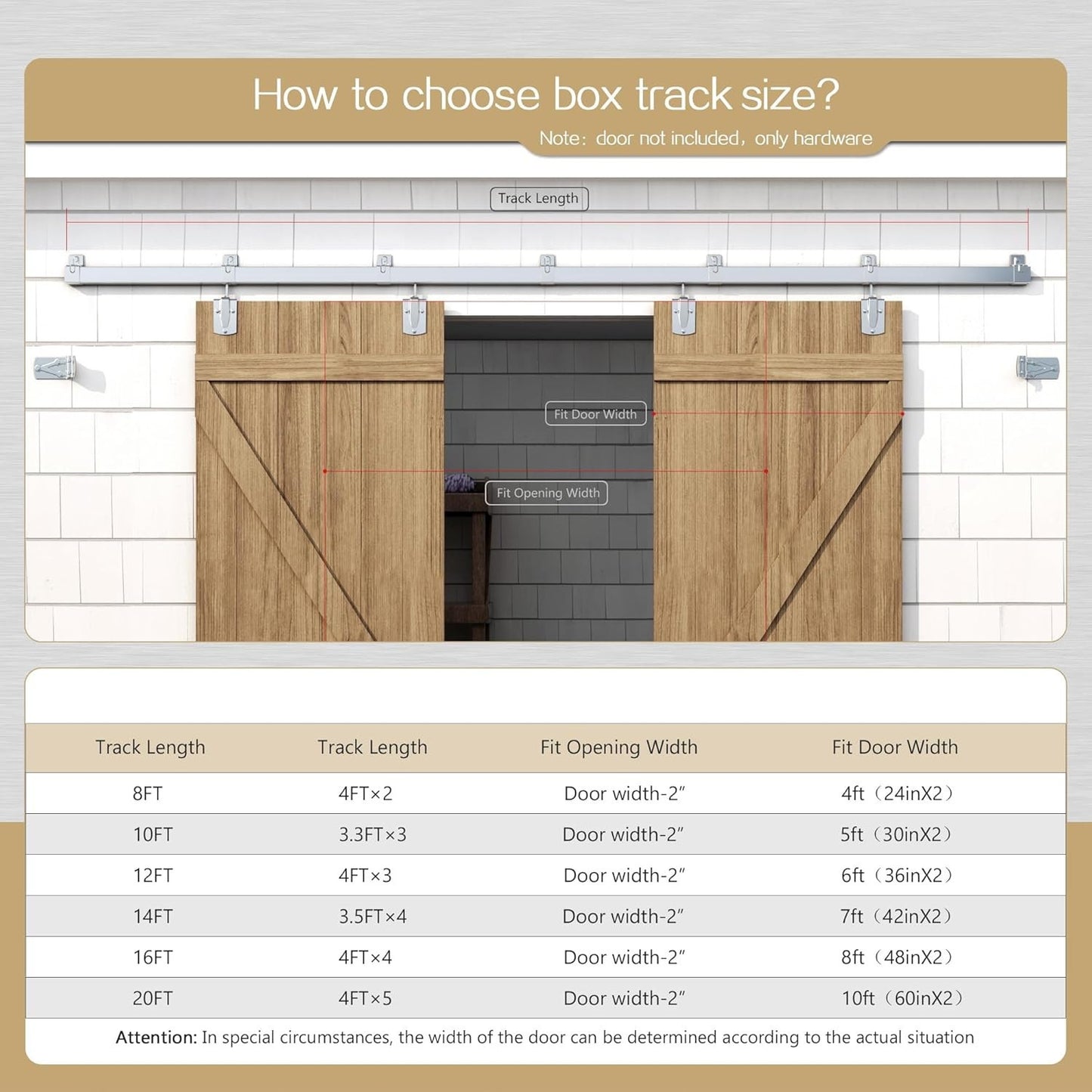16FT Galvanized Steel Sliding Barn Door Hardware Kit, 450lbs Capacity