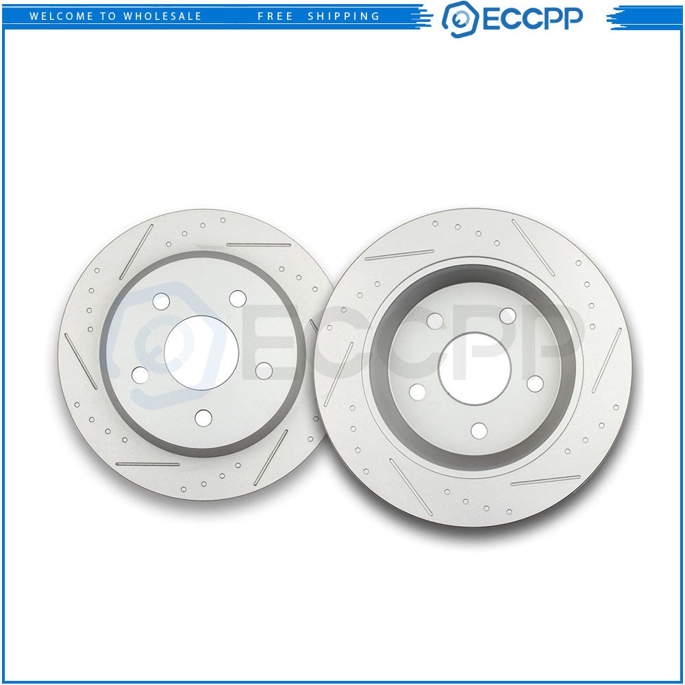 5-Lug Front Rear Brake Rotors for 1999-2004 Jeep Grand Cherokee Drilled Slotted