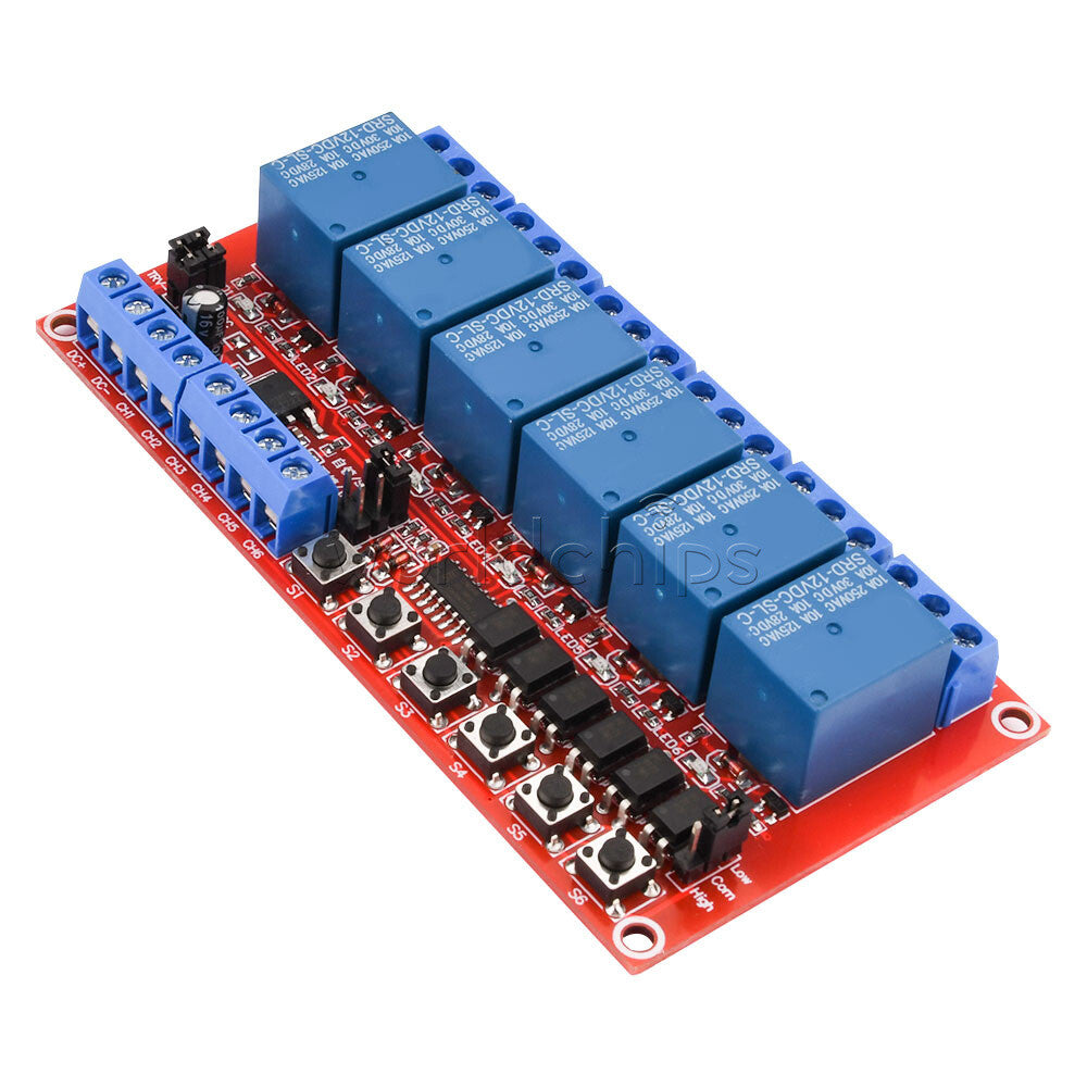 DC5/12/24V 6CH Relay Module With Optocoupler Isolation High Low Level Trigger