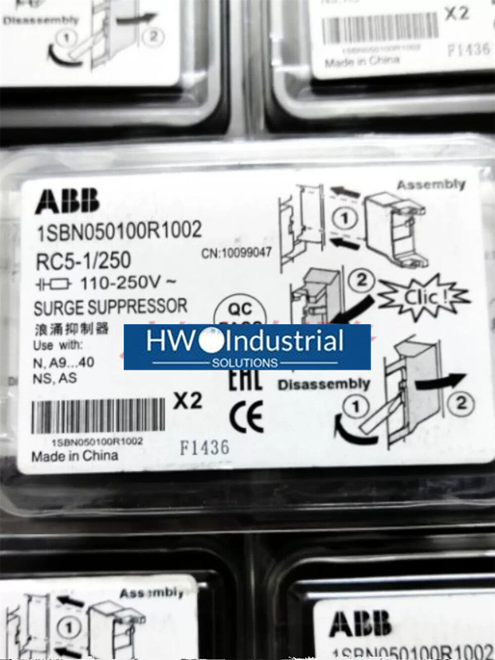 Pack/2pieces ABB Contactor Accessory Surge Suppressor RC5-1/250 110-250V AC