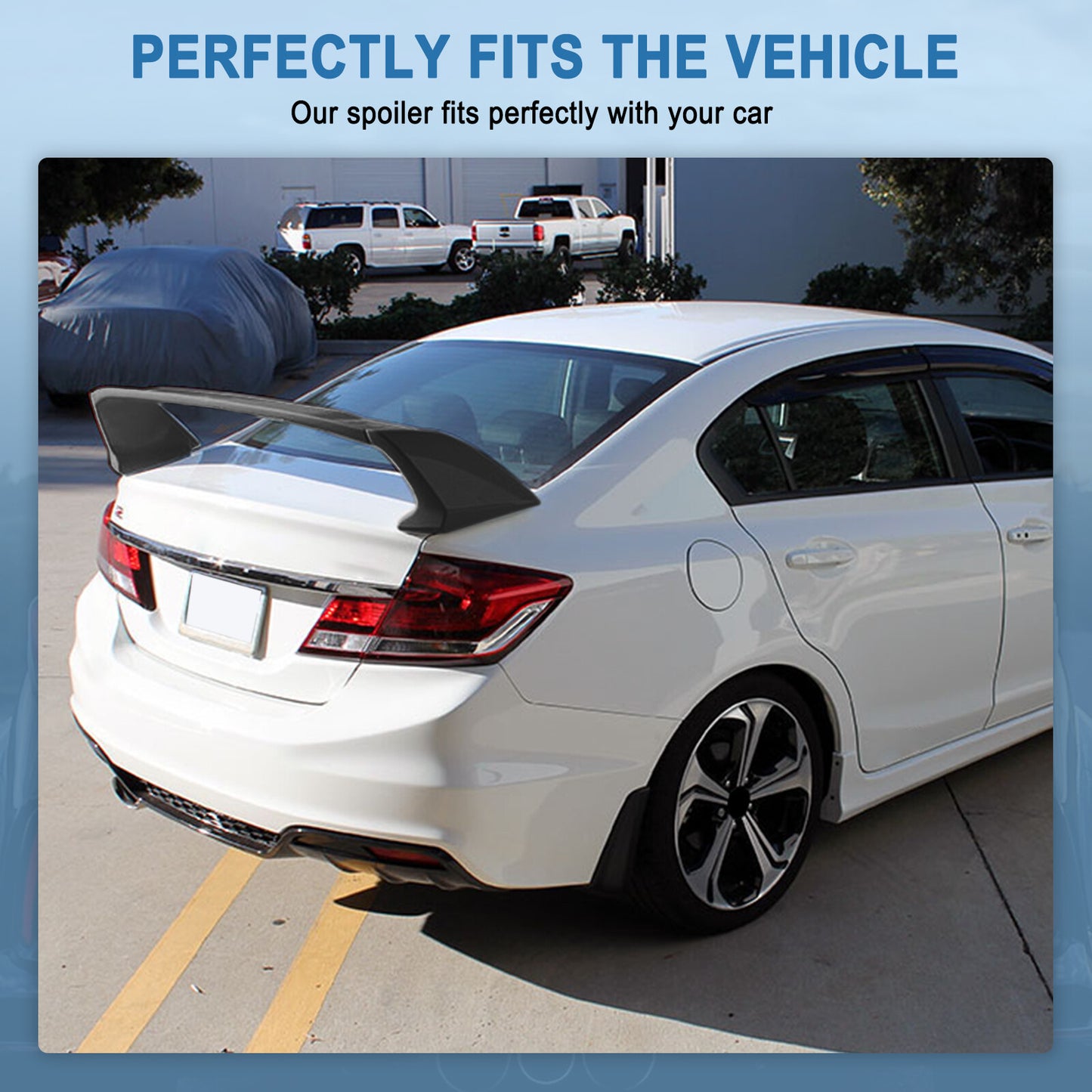Fit For 2006-2011 Honda Civic 8th Gen 4DR Black Rear Trunk Wing Spoiler