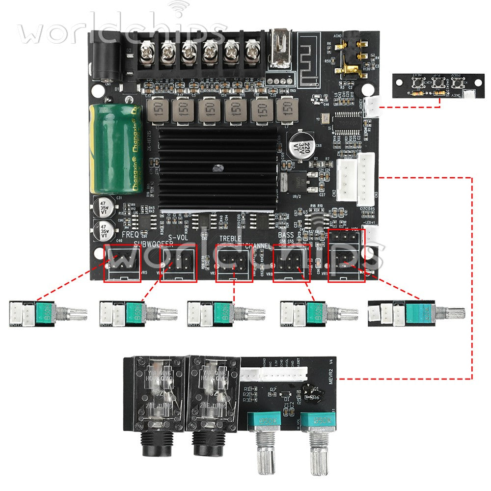 DC12-24V MT21S 2.1 Channel Bluetooth Amplifier Board Microphone Audio all-in-one